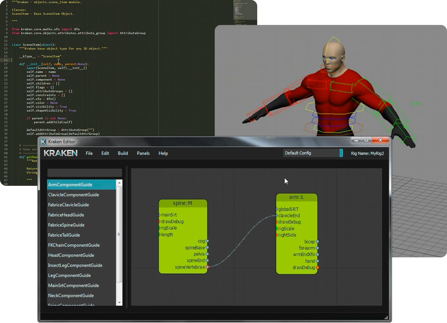 Kraken rigging framework node-based canvas editor